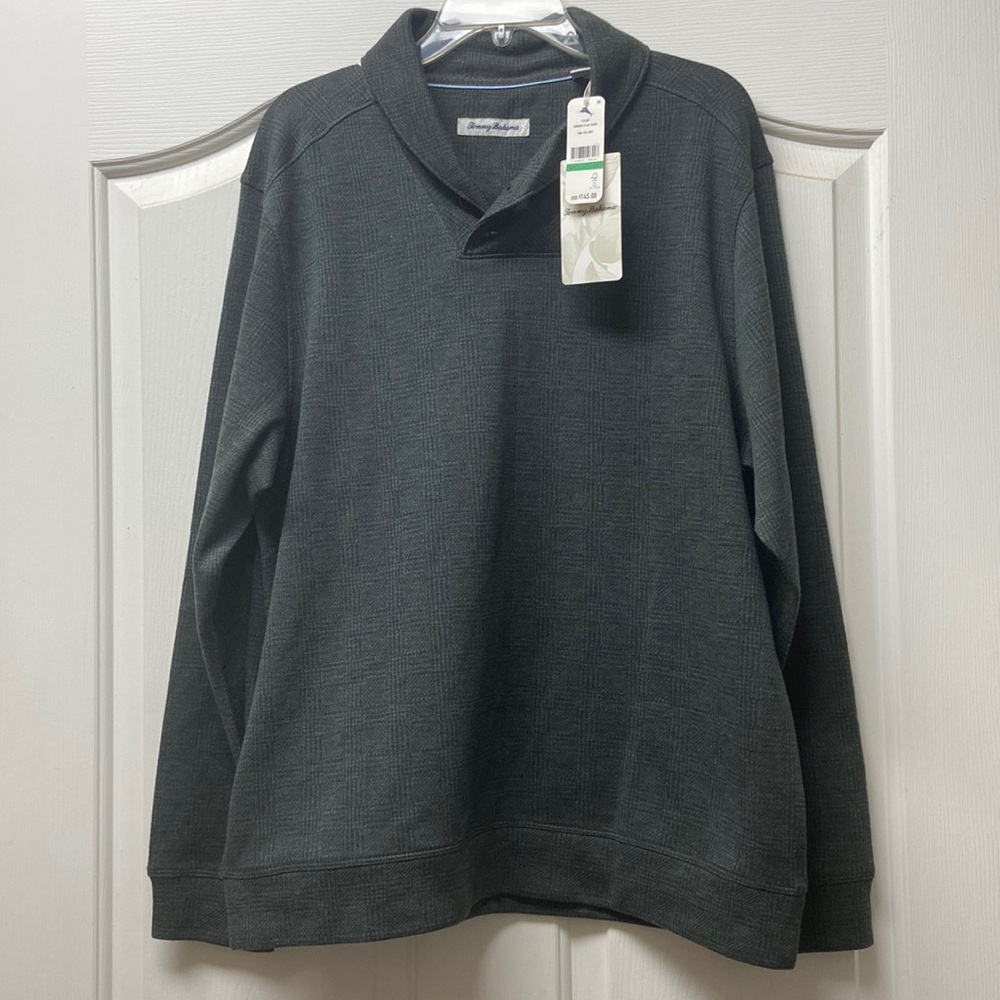Tommy Bahama men’s pull over sweater new with tags size L color gray dark